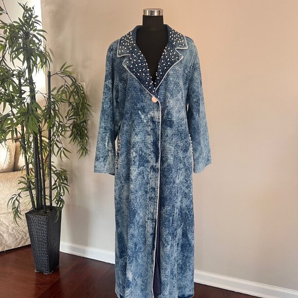 NWT M’ De Pompadour Oversized Denim Jacket with Pearls Plus Size - Picture 8 of 13